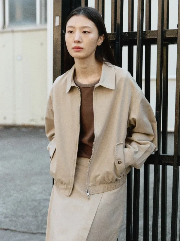 와플 링거 반팔 티셔츠_BEIGE