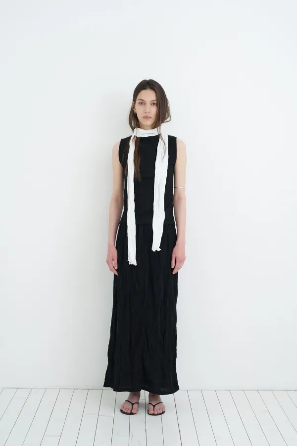 Wrinkle Sleeveless ( Ivory / Black )