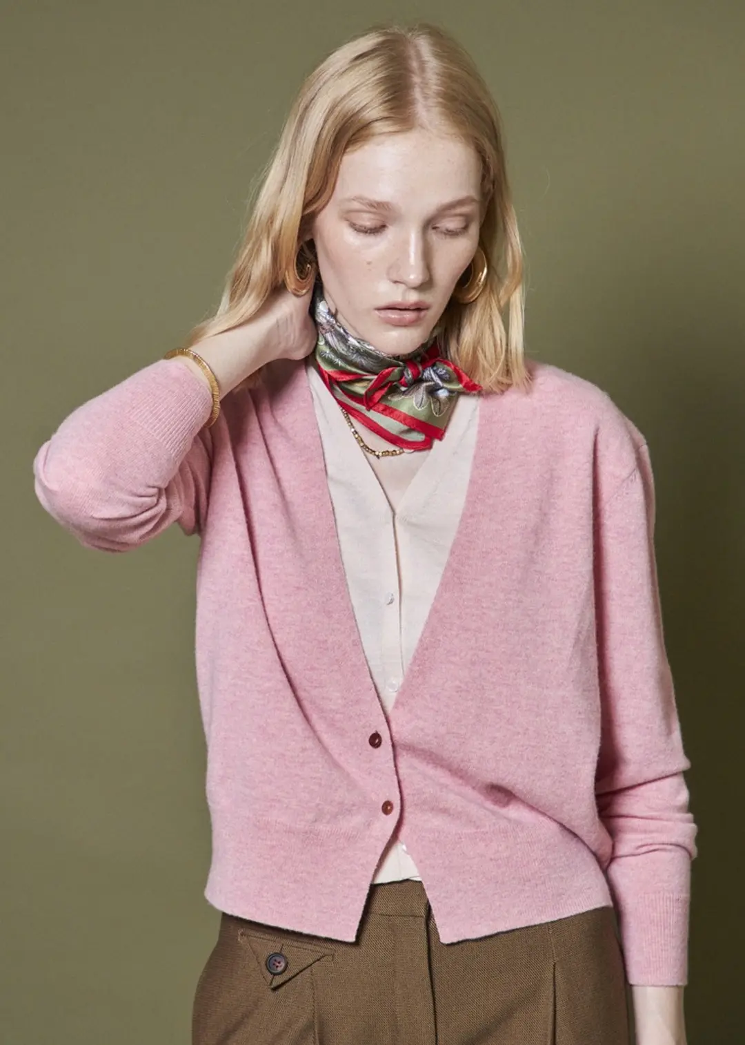 메종드이네스 LAYERED V-NECK CARDIGAN_PINK 상품 이미지 2