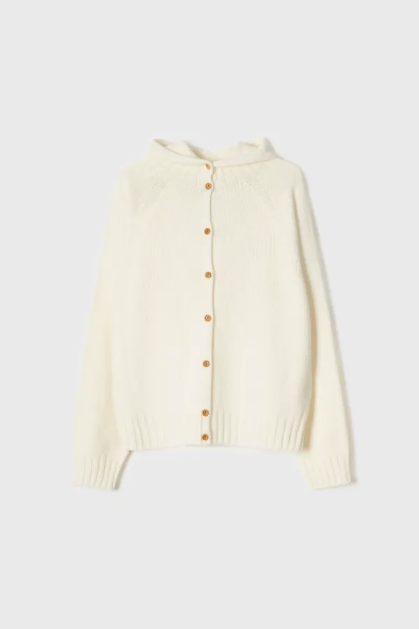 Wholegarment Wool Hood Cardigan (Ivory)