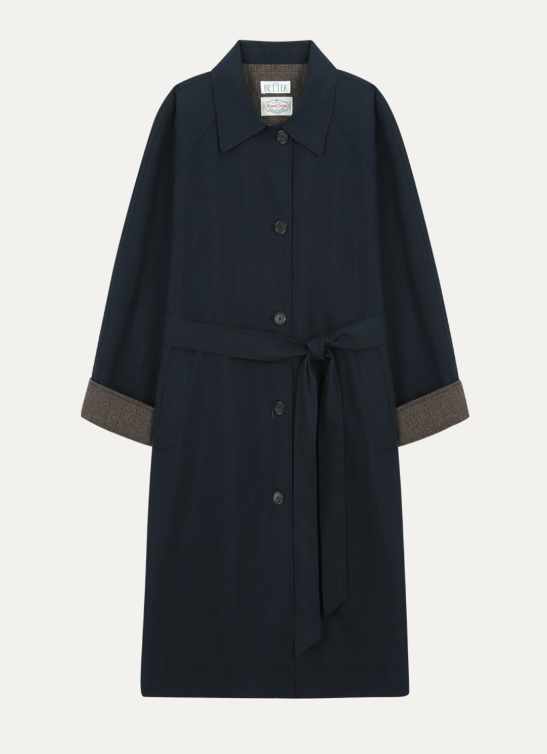 노운베러 Check-pointed trench coat [KNFW03CT02]_Navy 상품 이미지 3