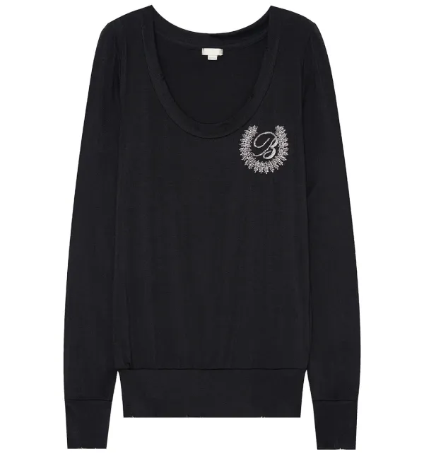 Beaded plunge neck top (Black)