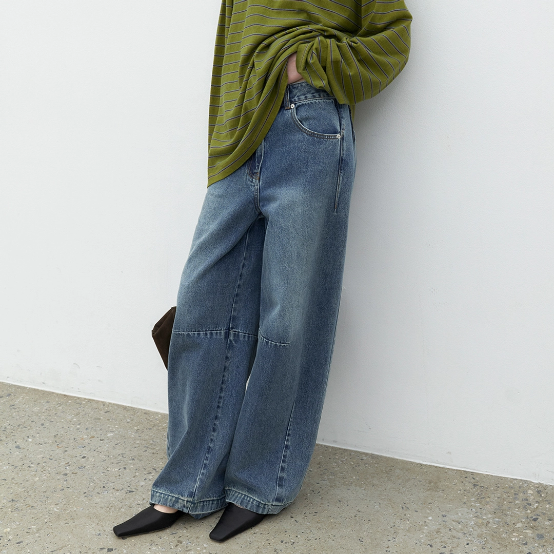 아뜰리에 나인 (PT-5817)DARTED CURVE BARREL JEAN 상품 이미지 1