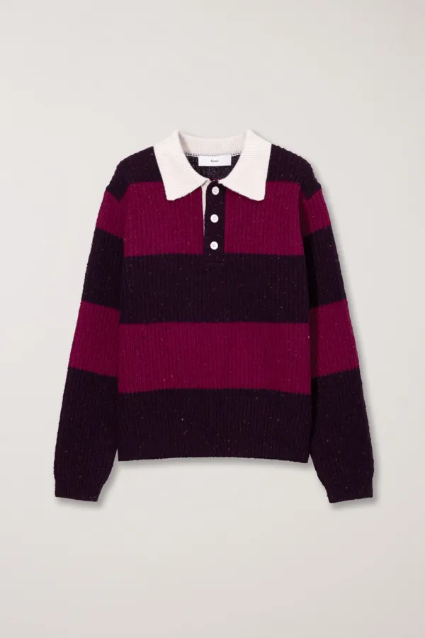UNISEX CHUNKY RUGBY SWEATER RED BURGUNDY_UDSW5C114D2