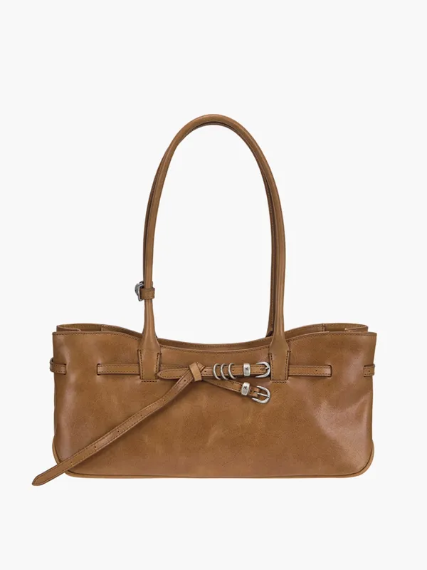 GRANDMA USED SHOULDER BAG_saddle brown pull-up