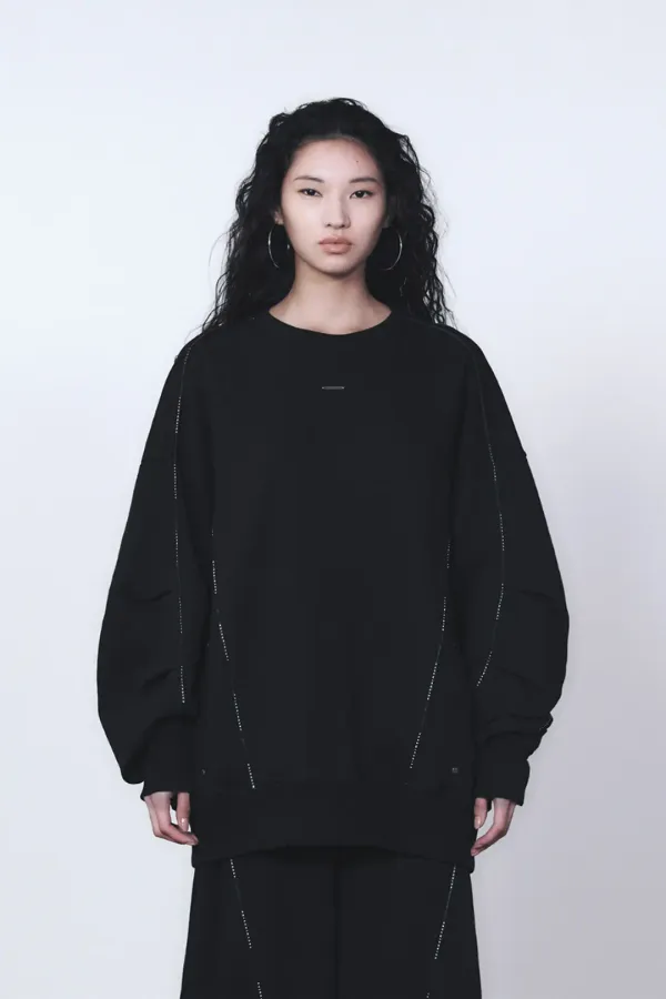 TMB Logo Piping Sweat Shirt [ Black ]