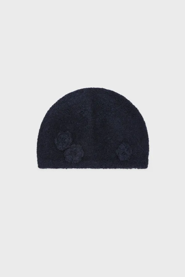 Sinoon Flower Boucle Beret (Navy)