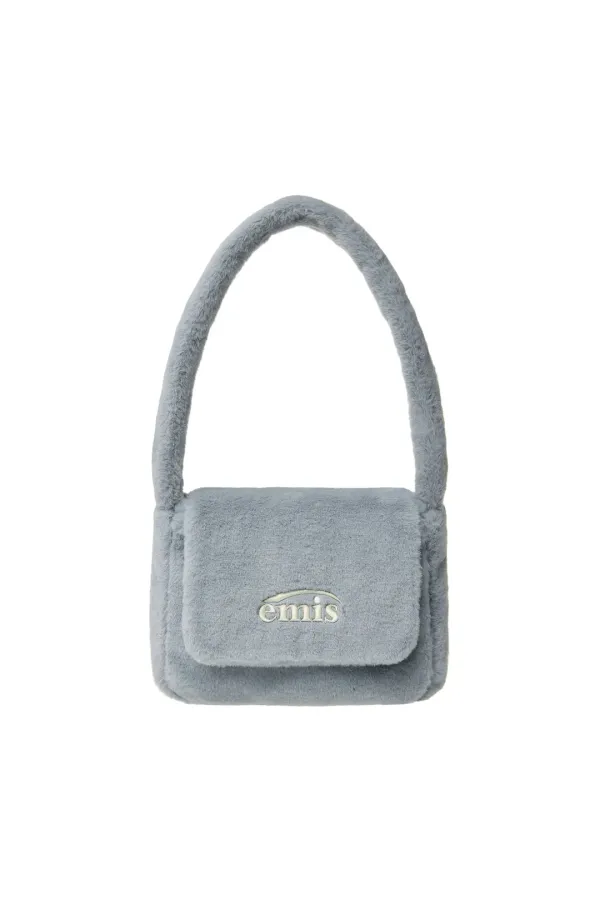 FUR SQUARE FLAP BAG-SKY BLUE