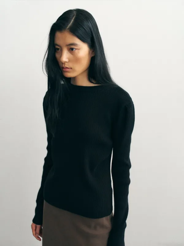 Loren Puff Sleeve Knit_Black