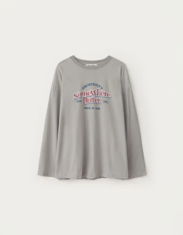 Pigment Wave Logo Long Top - Grey