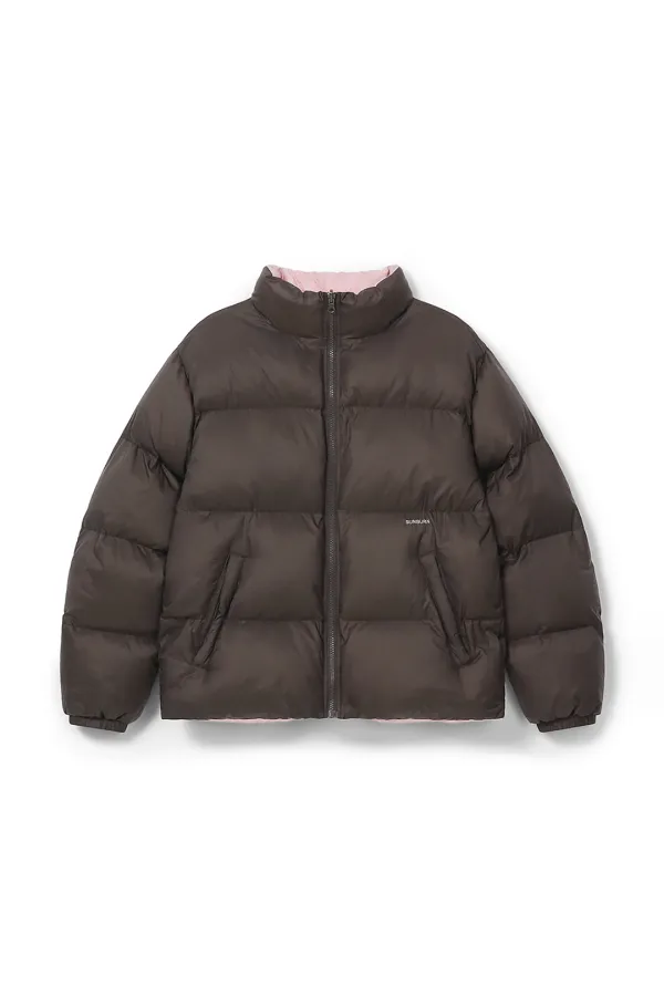 COLOR BLOCK PUFFER JACKET, BROWN