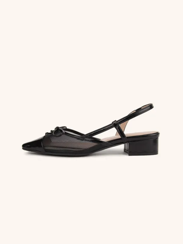 SIGNATURE ribbon slingback  / 블랙메쉬