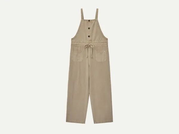 Via Owen button cotton overalls (Beige) - viaplain