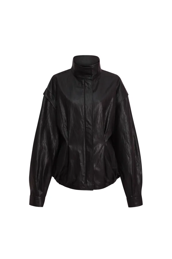 THALIA LEATHER JACKET deep brown