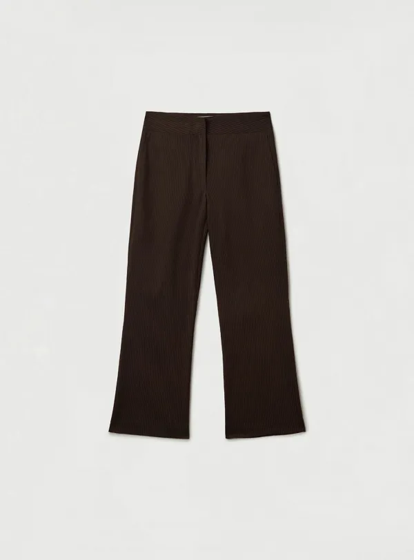 STRIPE CAPRI PANTS - BROWN