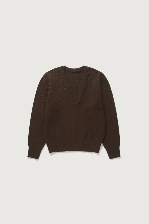 DELIA WOOL V-NECK KNIT [ESPRESSO BROWN]