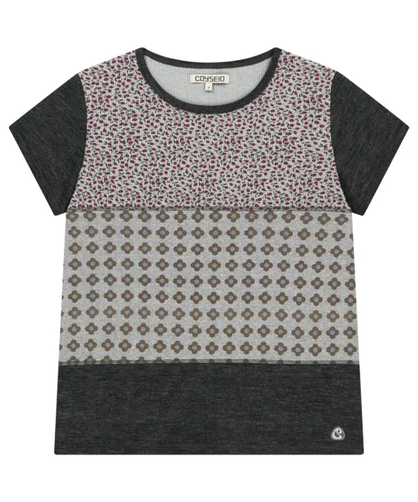 FLOWER PATCHWORK T-SHIRT GREY