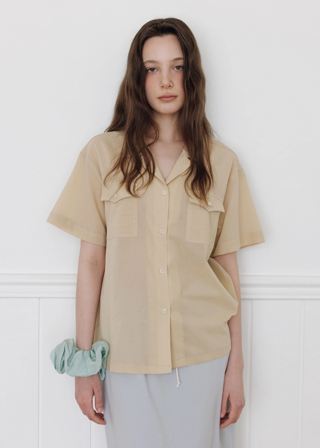 더라이 Pocket Half Sleeve Shirt(Beige) 상품 이미지 2