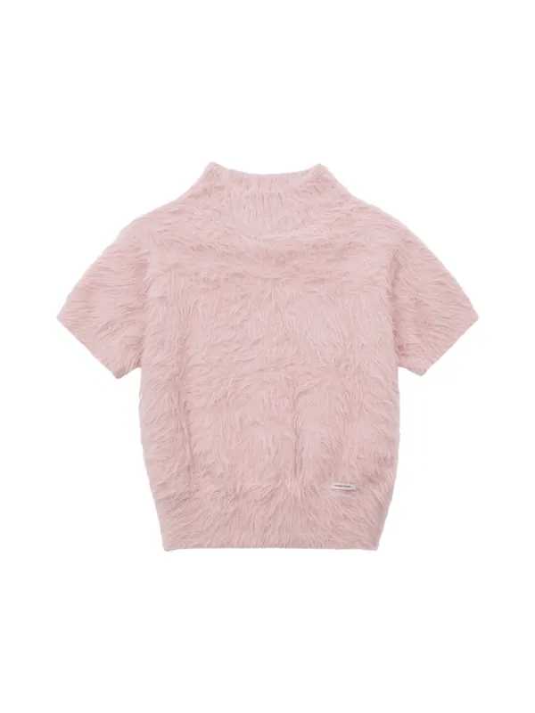 HAIRY HIGH NECK KNIT (PINK)