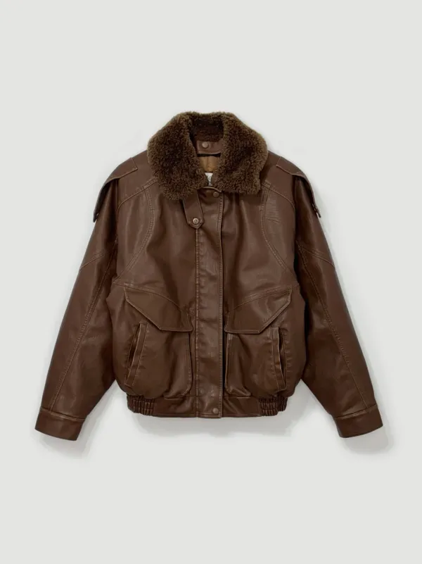 Shearing faux leather mustang (브라운)