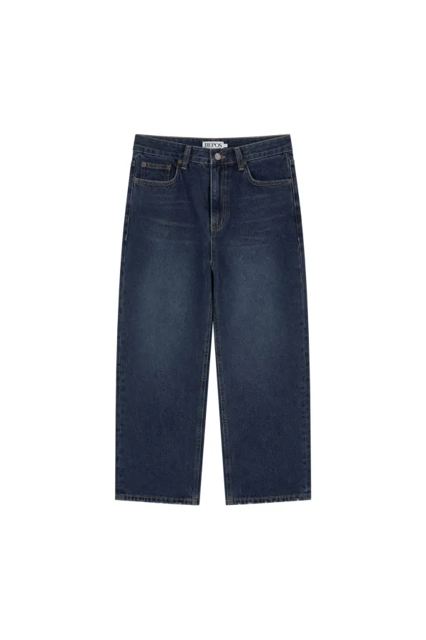 RAW-HEM CROPPED JEANS (MID BLUE)