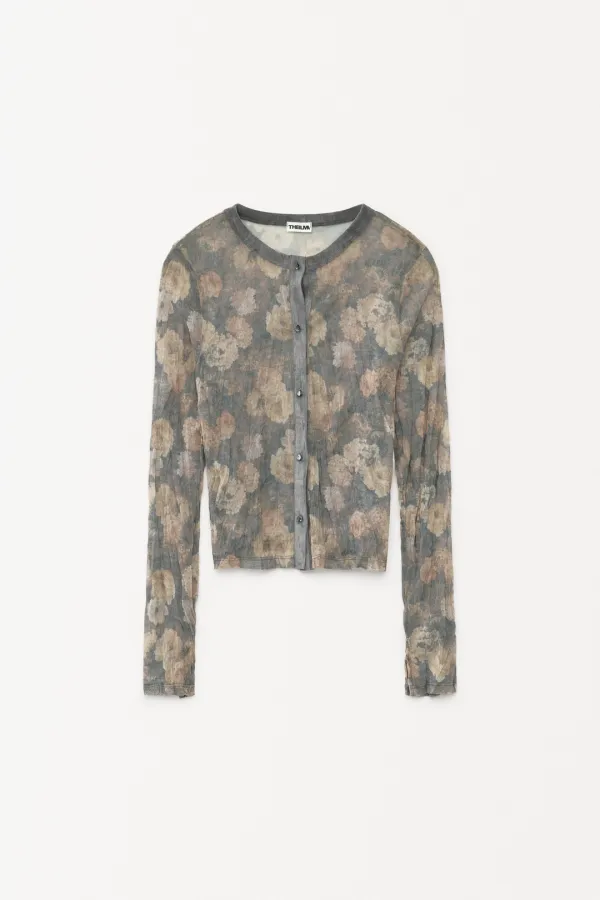 Bloom Printed Mesh Open Top smoke lavender