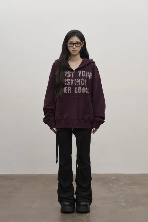 Cracked Graphic Hood Zip-up (purple)