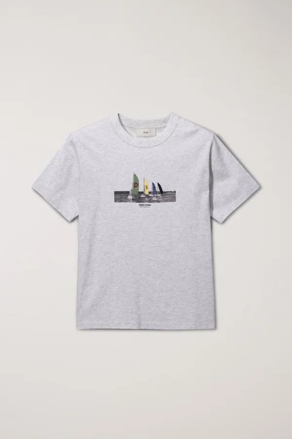 UNISEX APPLIQUE YACHT T-SHRT LIGHT MELANGE GREY_UDTS5B134G1