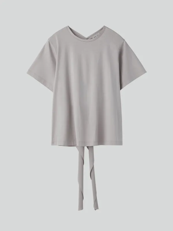 OPEN BACK SILK BLEND SCARF TOP (SEPIA GREY)