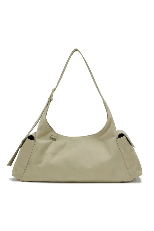 DEINET PEACH COTTON BUCKLE BAG IN BEIGE