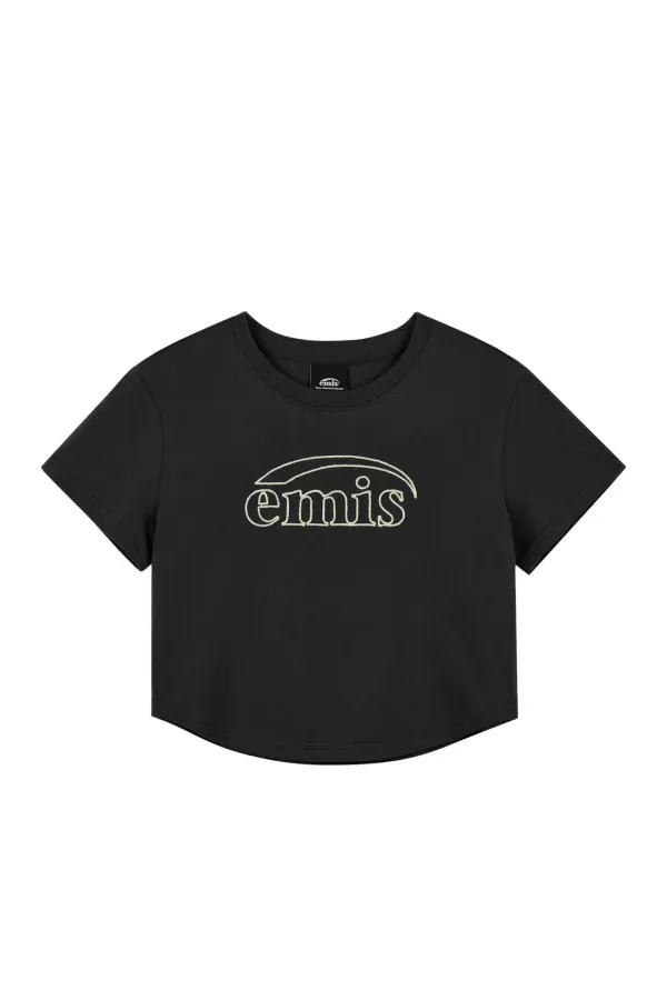 CHAIN STITCH T-SHIRT-CHARCOAL/CREAM