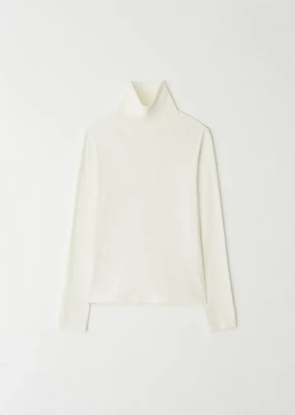 angora turtleneck top-cream