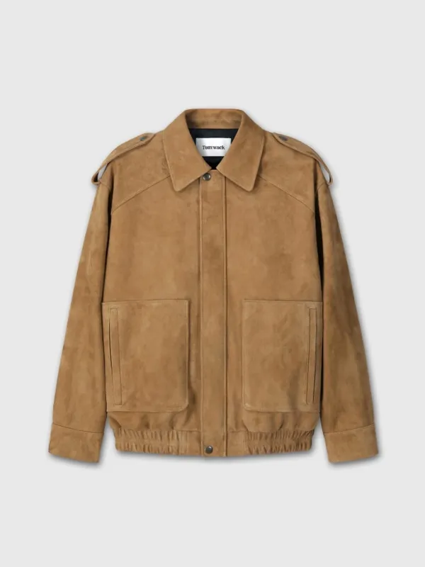 (W) GOAT SUEDE BOMBER JACKET_ CAMEL