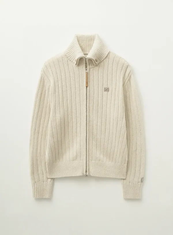 Faro Boucle Knit Zip-up - Cream