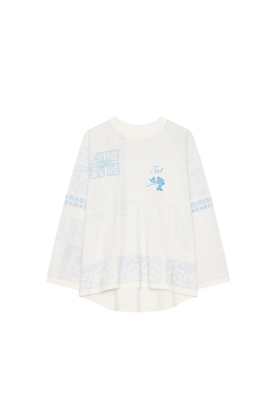 투머치택스 ORNAMENT 02 WAFFLE OVERSIZED LONG SLEEVE T-SHIRT (WHITE) 상품 이미지 1