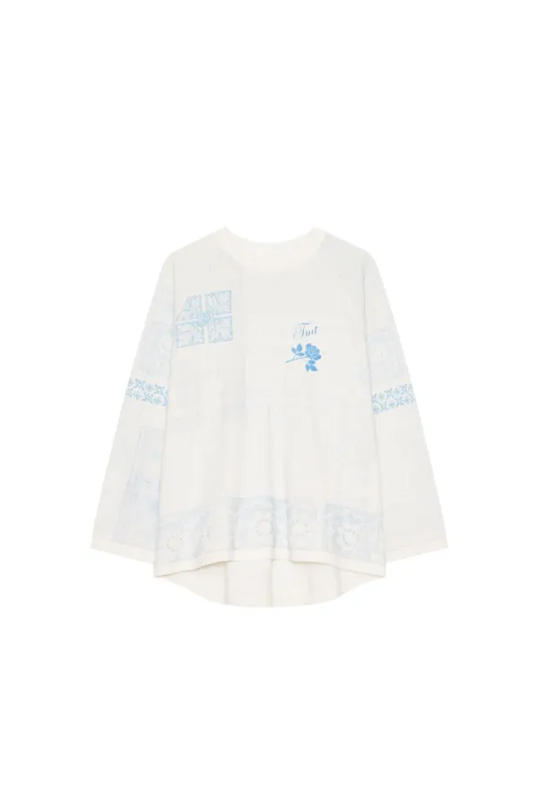 ORNAMENT 02 WAFFLE OVERSIZED LONG SLEEVE T-SHIRT (WHITE)