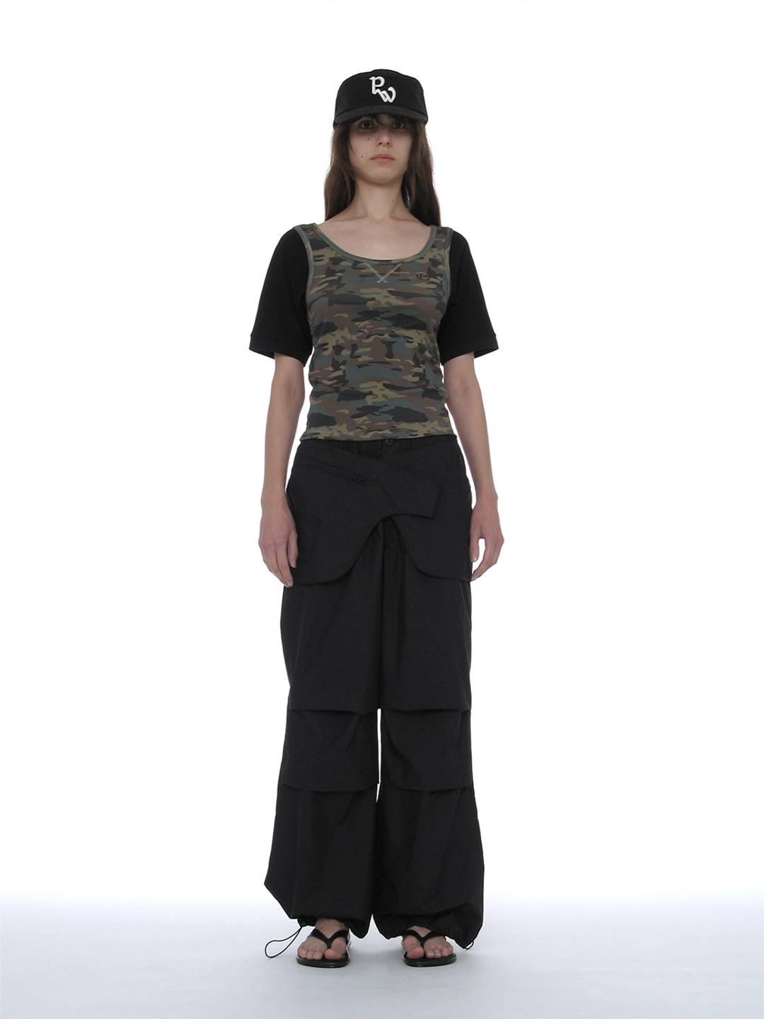 파르티멘토 [WOMEN] BELTED LAYERED PARACHUTE PANTS_BLACK 상품 이미지 2