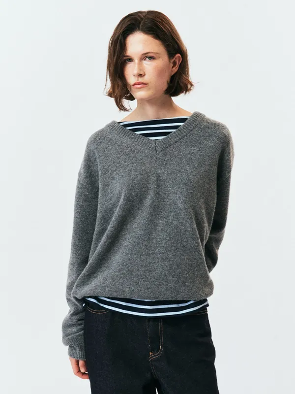 Cashmere V-Neck NT_(Charcoal)