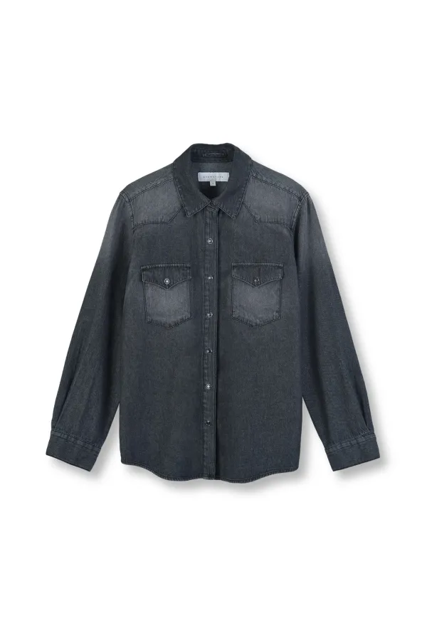 W Denim Western Shirt, Black