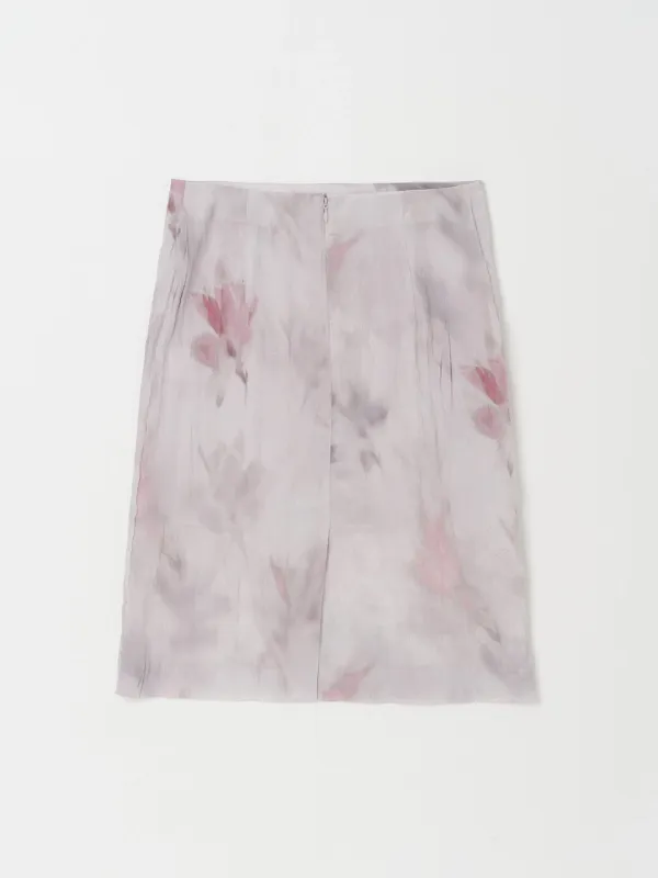 [6/17 예약배송] (EXCLUSIVE) SILKY FLORAL MIDI SKIRT IN GREY