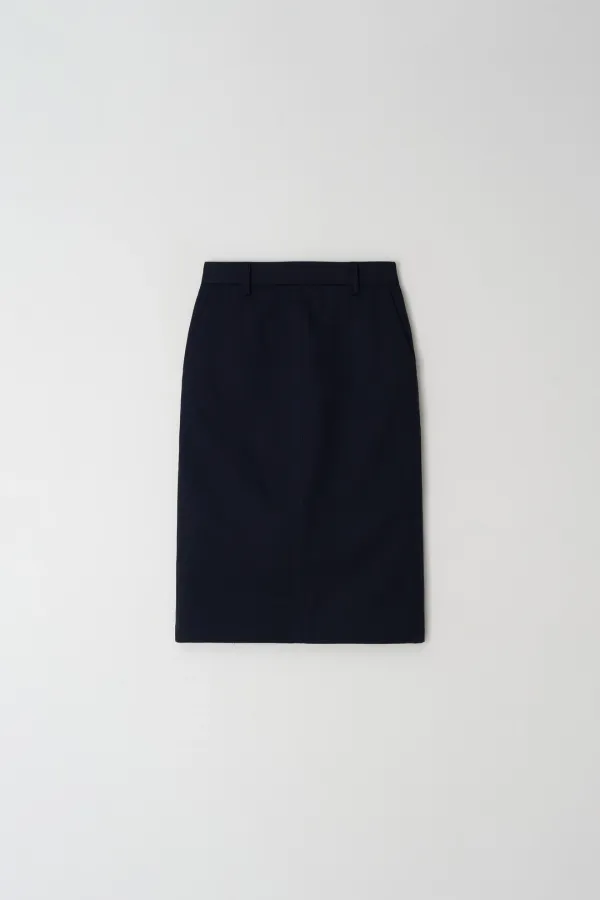 pencil cotton midi skirt (navy)