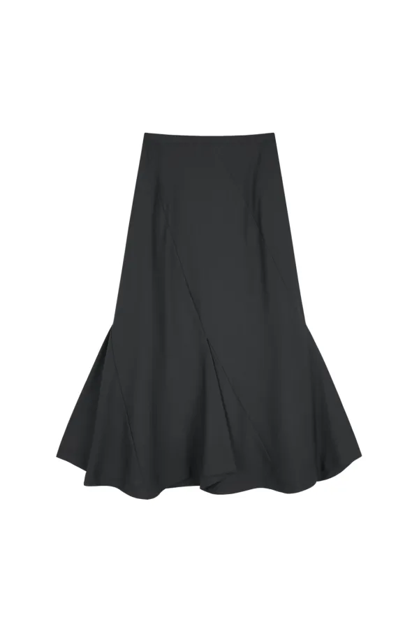 MAXI DIAGONAL SKIRT (CHARCOAL)