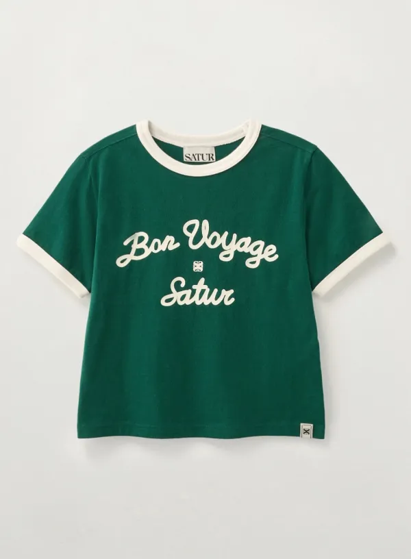 (W) Bon Voyage Ringer T-Shirt - Deep Green