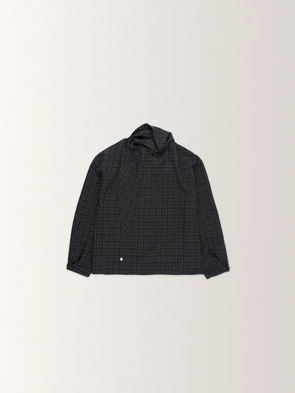 SCARF TIE BLOUSE [ CHARCOAL ]