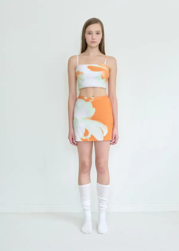Flower Tube Top Skirt Set_Orange