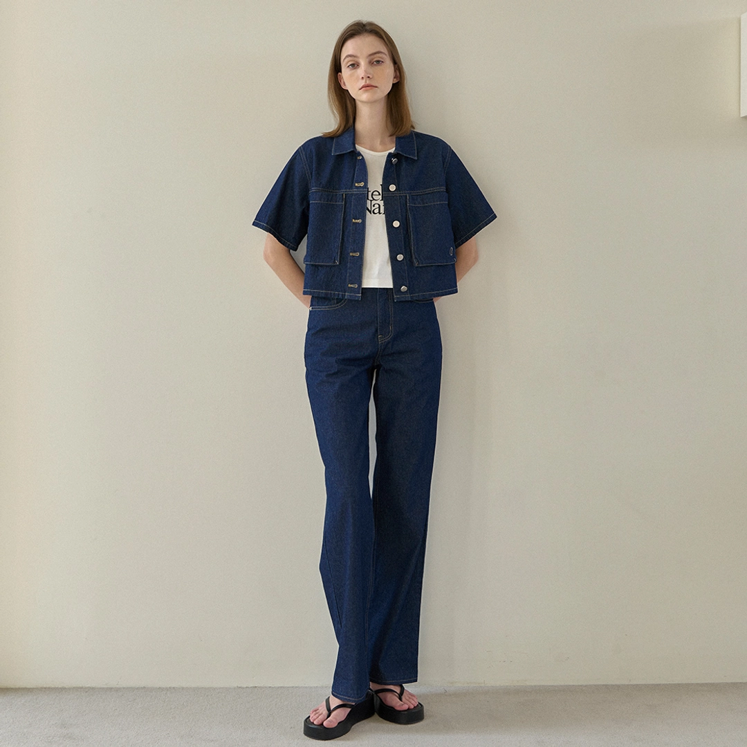 아뜰리에 나인 (Z-PT-5414)SELVEDGE SET-UP STRAIGHT DENIM PANTS 상품 이미지 2