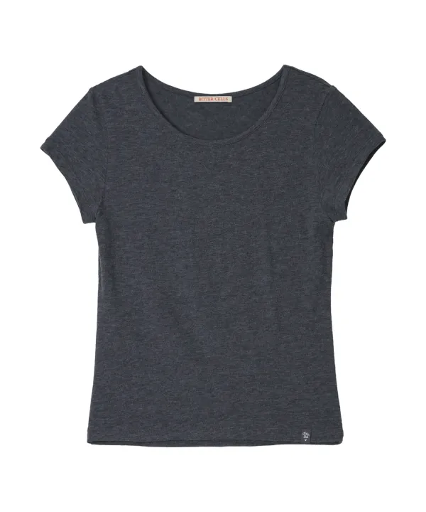 Essential Angora Half Tee-Charcoal