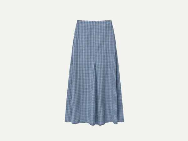 Via Karen check long skirt (Blue check)