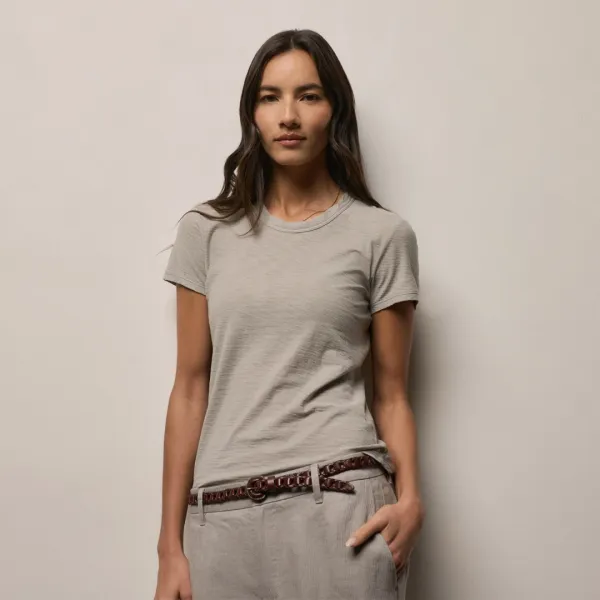 Sheer Slub Crew Neck Tee - Fog