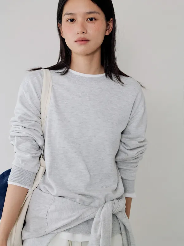 Comfort round cotton knit_melange white